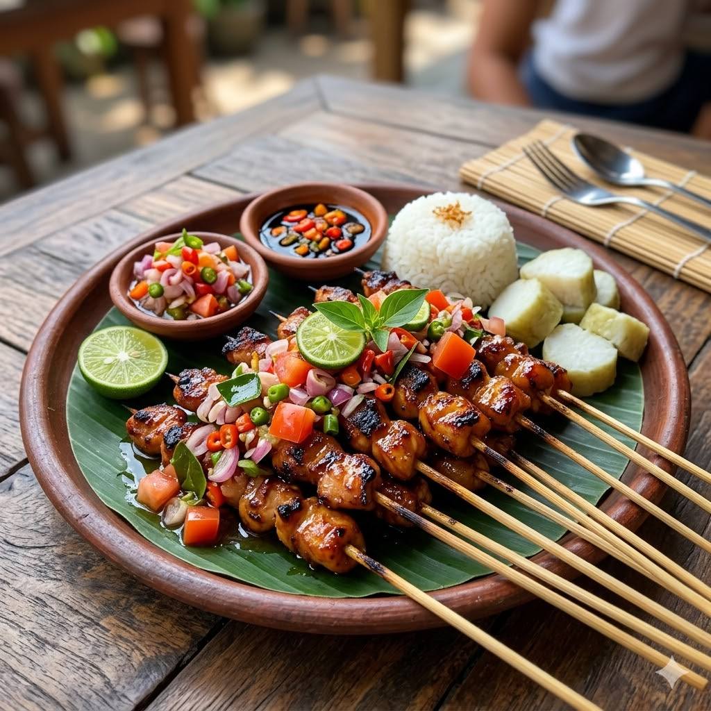 Sate Ayam Dabu Dabu 10 tusuk dengan sambal dan lalap